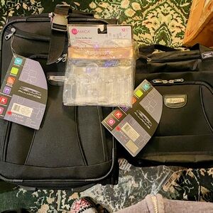 2 Piece Delsey Helium Alliance Luggage Set - Midnight Black & travel bottle set